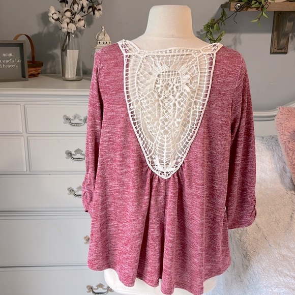 Cranberry Crochet Lace Back Top - Picture 5 of 9
